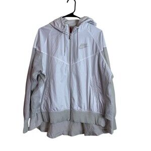 Nike Sportswear Windrunner Windbreaker Jacket Womens M White/Gray Hooded
